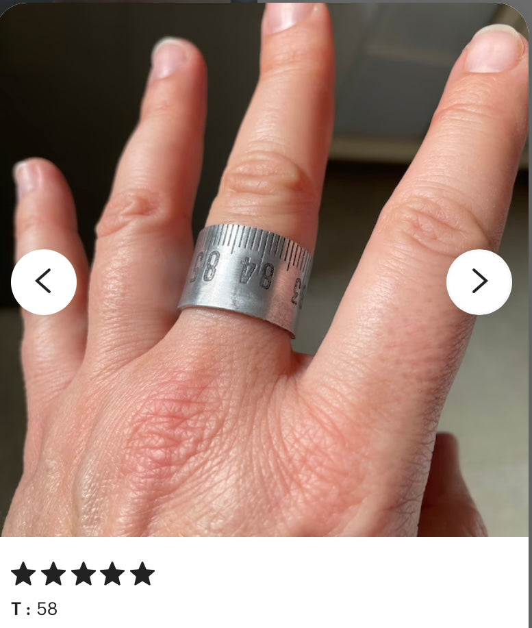 bague mètre aluminium bijoux homme Made in France upcycling offrir cadeau architecte couturière