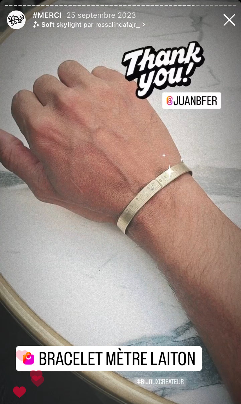 Bracelet mètre laiton jonc couturière recyclage Made in France livraison gratuite