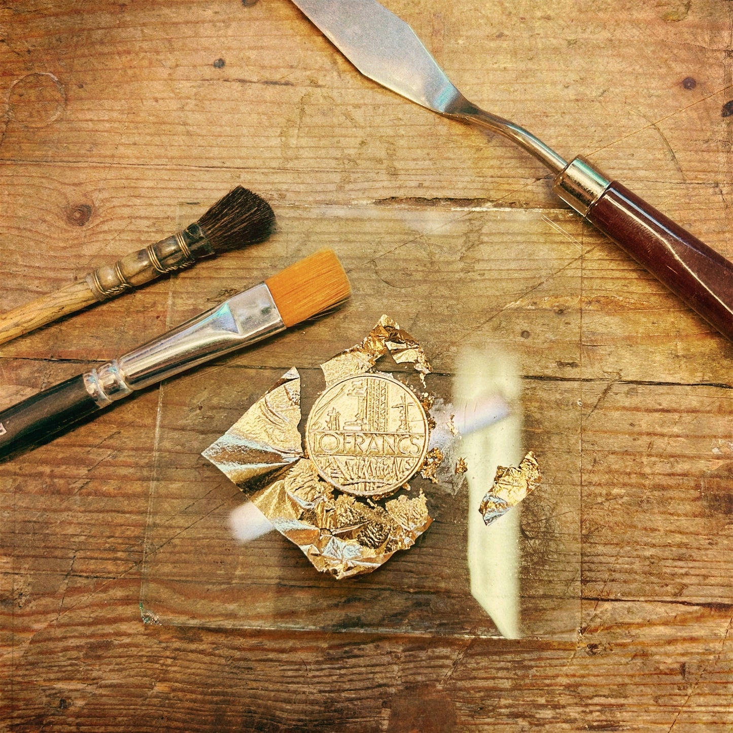 Monnaie 10 francs Mathieu dorure a la feuille d'or série limitée recyclage Made in France bijoux offrir cadeau