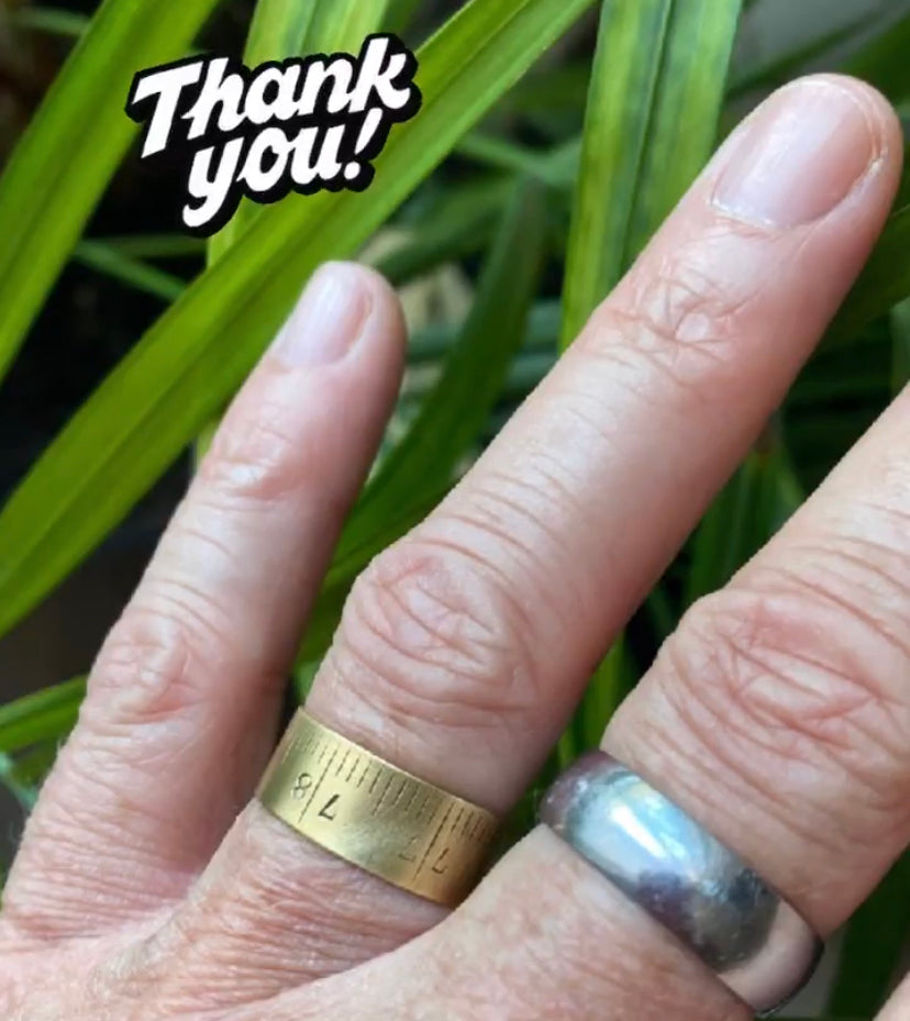 bague mètre laiton bijoux Made in France upcycling offrir cadeau architecte couturière recyclage