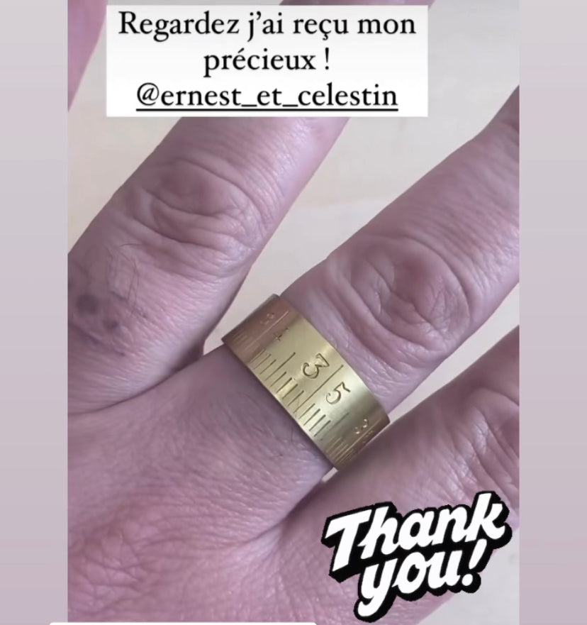bague mètre laiton bijoux Made in France upcycling offrir cadeau architecte couturière recyclage