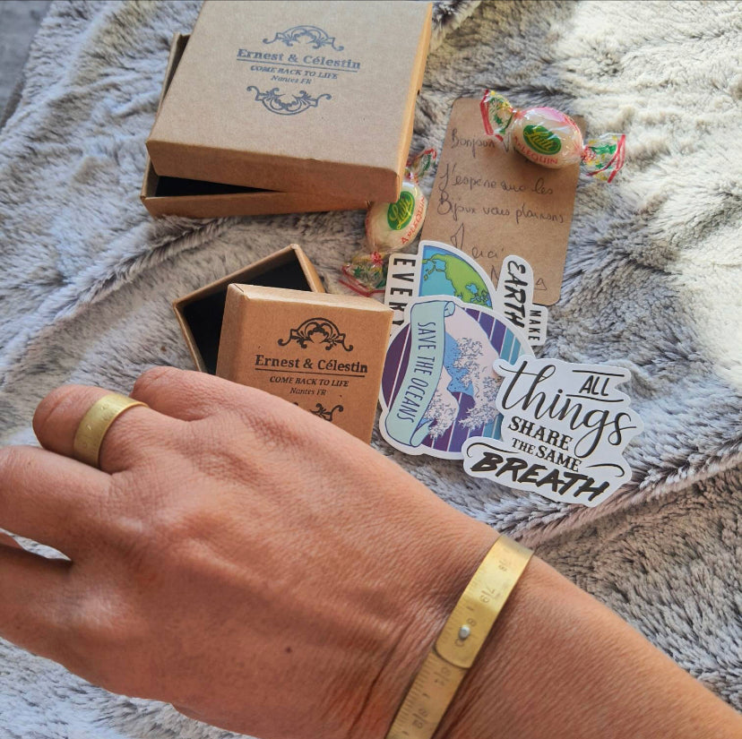 Bracelet mètre laiton jonc couturière recyclage Made in France livraison gratuite