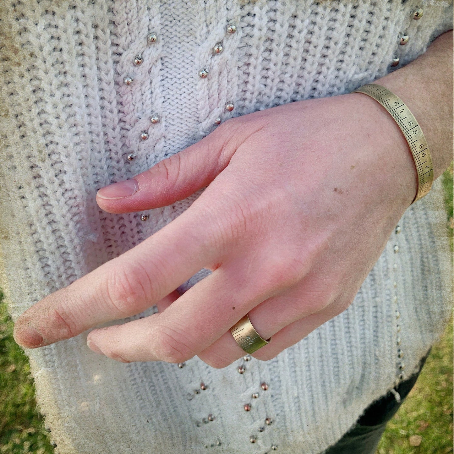 bague mètre laiton bijoux Made in France upcycling offrir cadeau architecte couturière recyclage