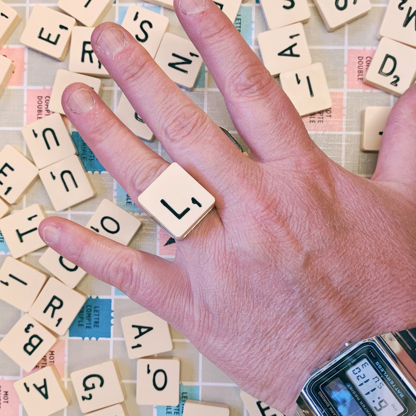 Bague Scrabble
