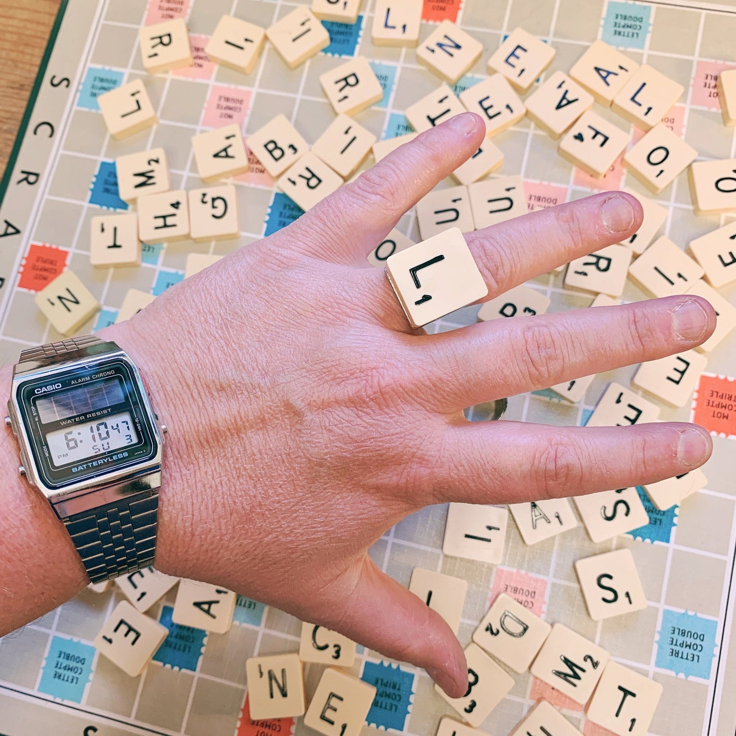 Bague Scrabble