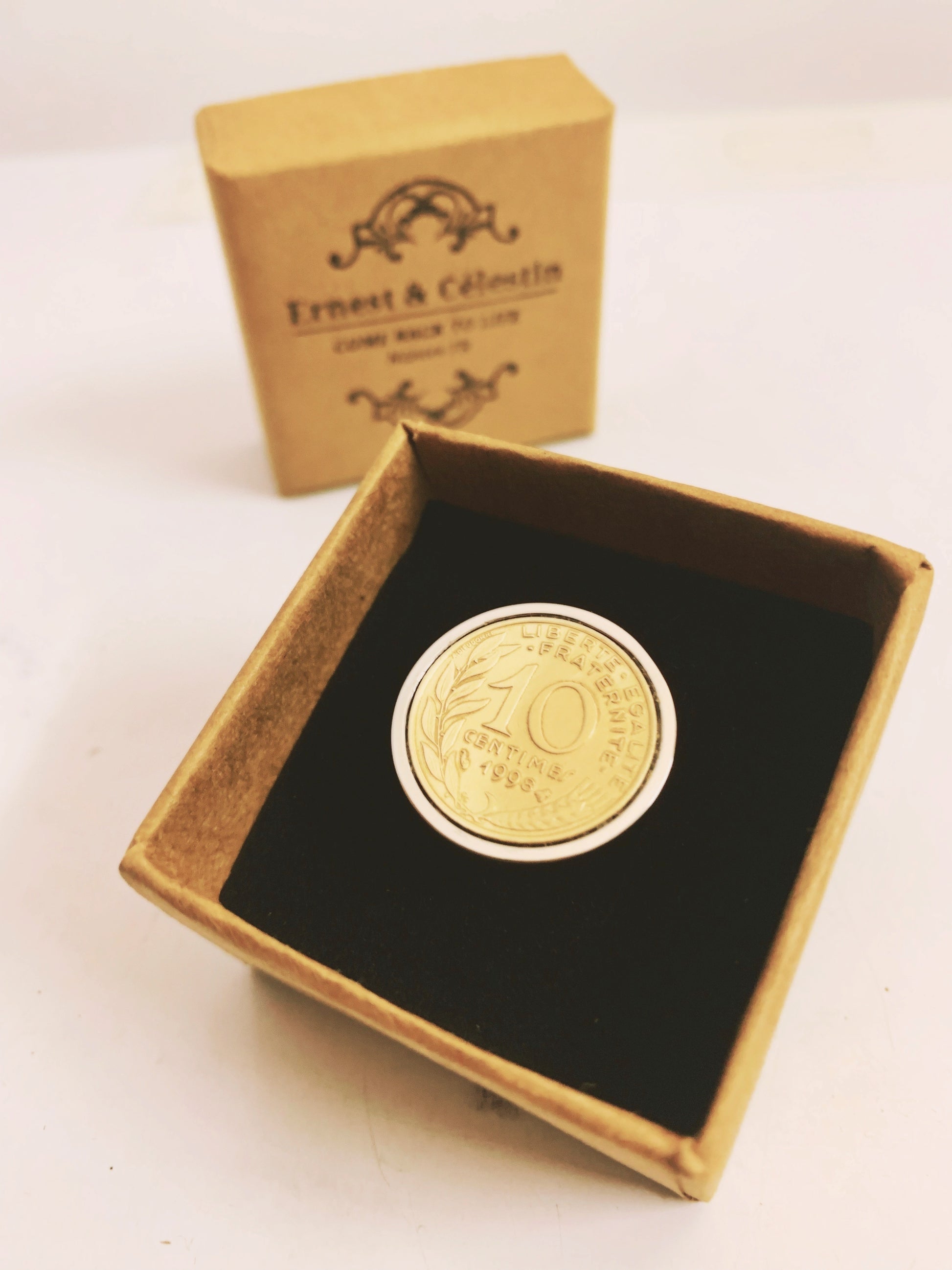 bague cadeau bijoux année personnalisée centimes Francs recyclage Made in France