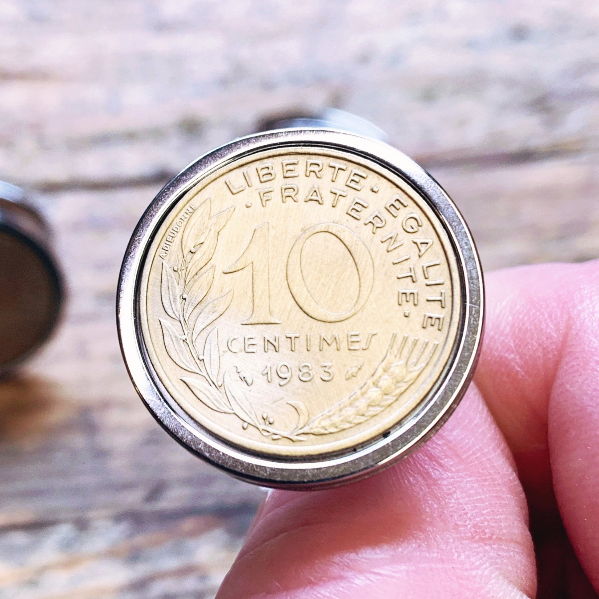 bague cadeau bijoux année personnalisée centimes Francs recyclage Made in France