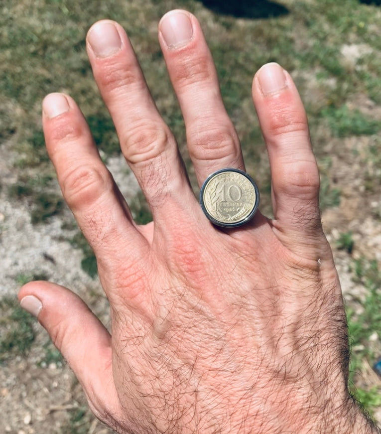 bague cadeau bijoux année personnalisée centimes Francs recyclage Made in France