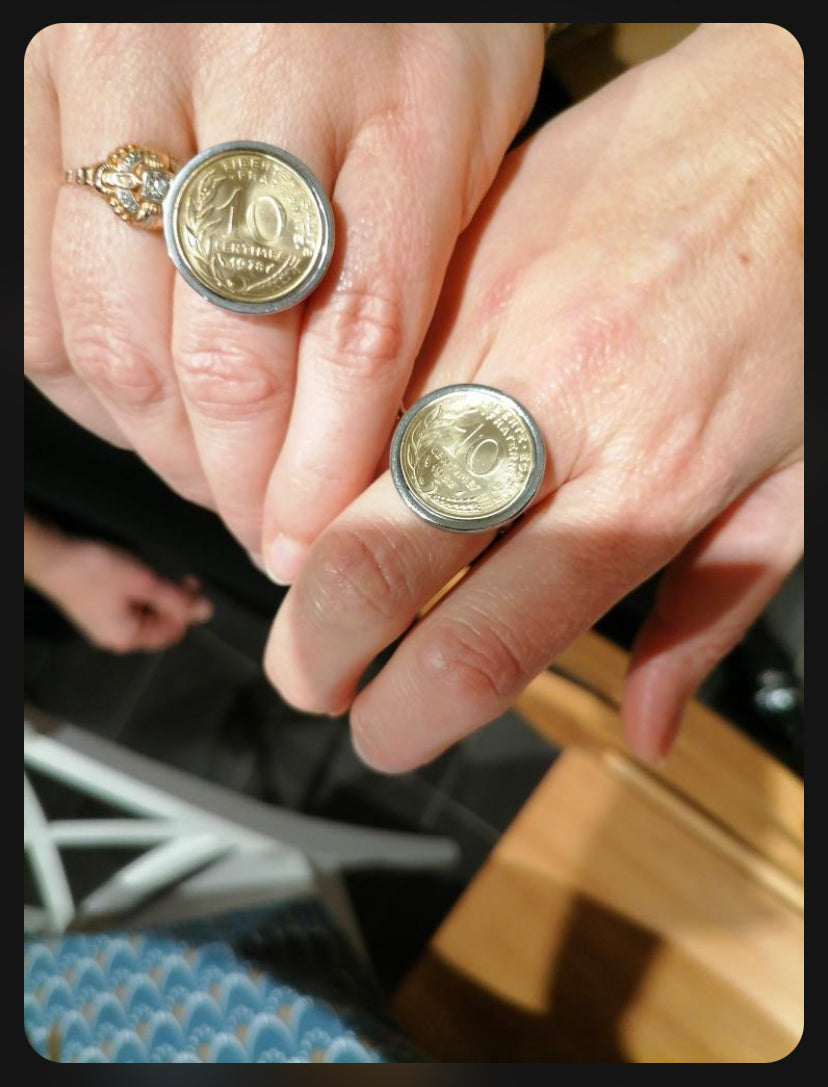 bague cadeau bijoux année personnalisée centimes Francs recyclage Made in France