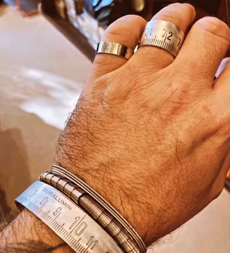 bague mètre aluminium bijoux homme Made in France upcycling offrir cadeau architecte couturière