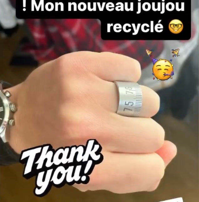bague mètre aluminium bijoux homme Made in France upcycling offrir cadeau architecte couturière