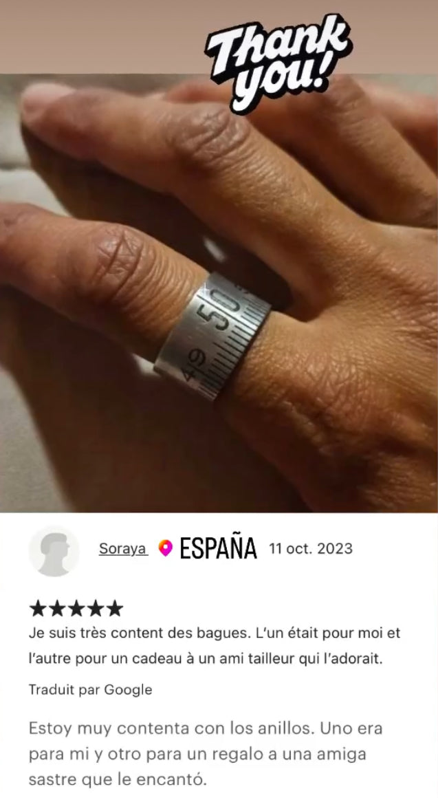 bague mètre aluminium bijoux homme Made in France upcycling offrir cadeau architecte couturière