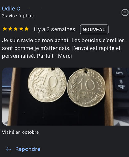 Boucles d’oreilles 10 centimes