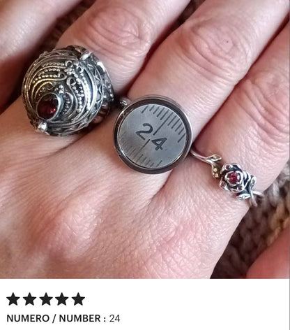 bague mètre aluminium choix  numéro personnalisé bijoux homme Made in France upcycling offrir cadeau architecte couturière