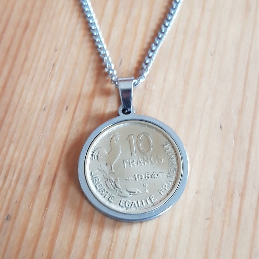 Pendentif 10 Francs Guiraud monnaie nostalgie enfance souvenirs