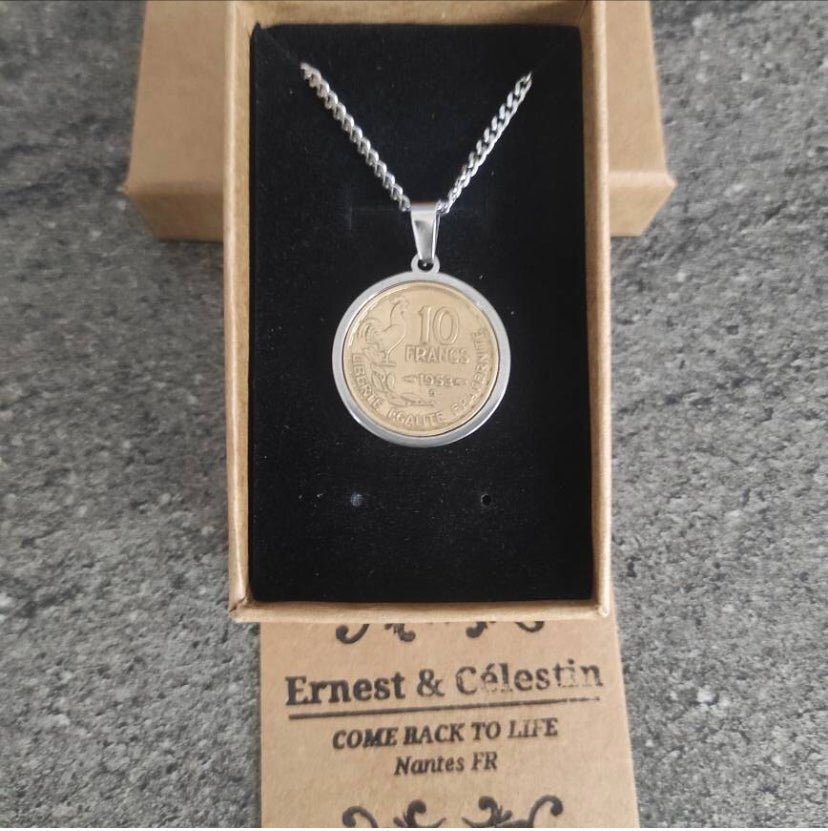 Pendentif 10 Francs Guiraud monnaie nostalgie enfance souvenirs