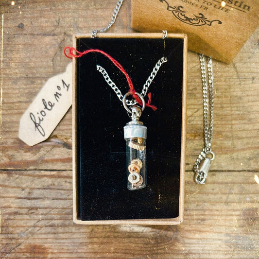 Pendentif Fiole 🕰️ PIÈCE UNIQUE NUMÉROTÉE - Ernest & Célestin