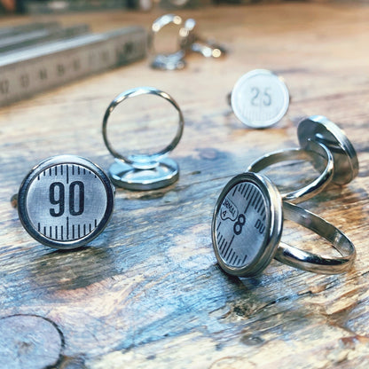 bague mètre aluminium choix  numéro personnalisé bijoux homme Made in France upcycling offrir cadeau architecte couturière
