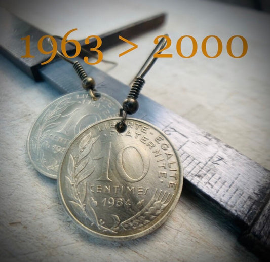 Boucles d'oreilles 10 ctms de Francs - Année au choix 1963 > 2000