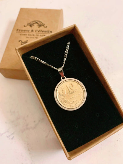 Pendentif 10 Francs Guiraud monnaie nostalgie enfance souvenirs